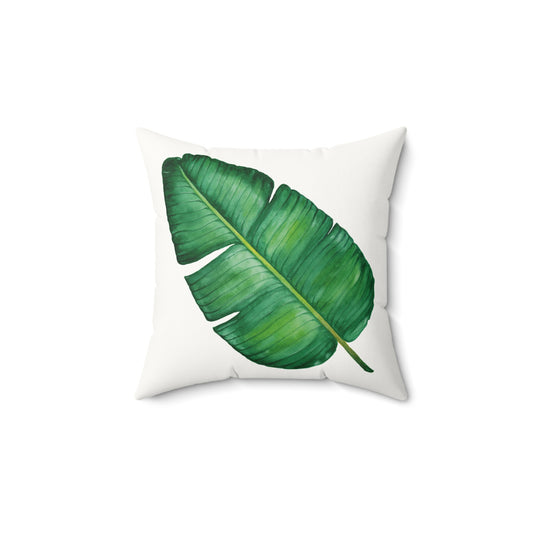 Tropical Leaf Faux Suede Square Pillow - Modern Home Decor Accent