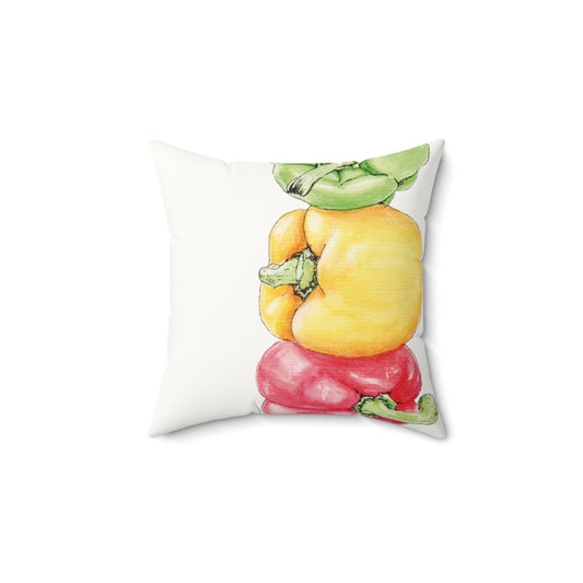 Colorful Bell Pepper Faux Suede Square Pillow – Fresh Farmhouse Decor
