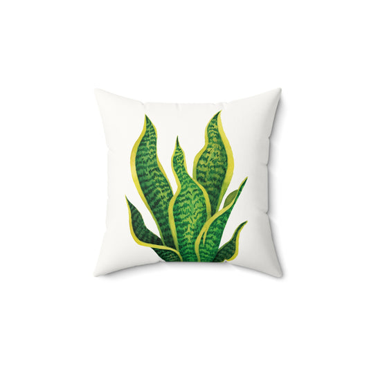 Botanical Faux Suede Square Pillow - Tropical Plant Design