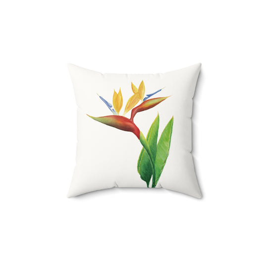 Tropical Floral Faux Suede Pillow - Boho Home Décor